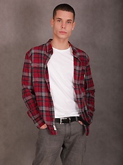 Super fit James Young blows a load over his hard stomach.