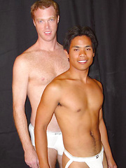 A duo becomes a trio as the bottom is just not satisfied with raw cock in his ass.  He wants to be skewered between two thick cocks impaling him til e