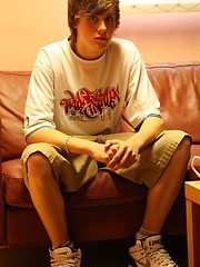 Sweet teen boy jacking off his hairy uncut cock